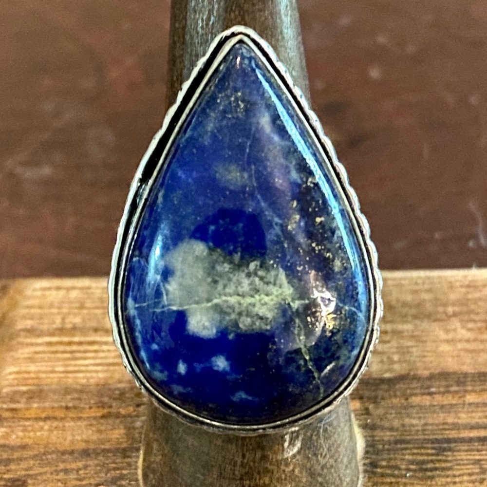 Lapis Lazuli Sterling Silver Ring, Size 7.5,‎ New